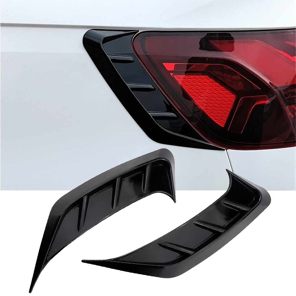 STHIRA® 2 Pcs Car Headlight Trim Sticker Fender Vent Decorative Black Shark Fin Decal Auto Front Lamp Brow Styling Strip Spoiler for Car Exterior Modification Accessory Spoiler Shelf Style-image-43