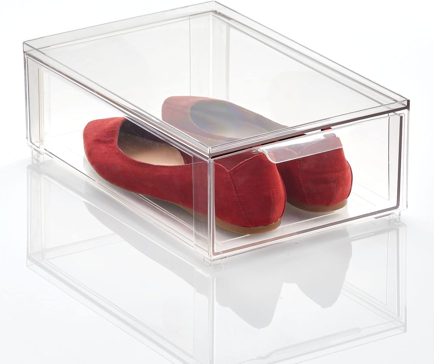 mDesign Plastic Stackable Closet Storage Box with PullOut