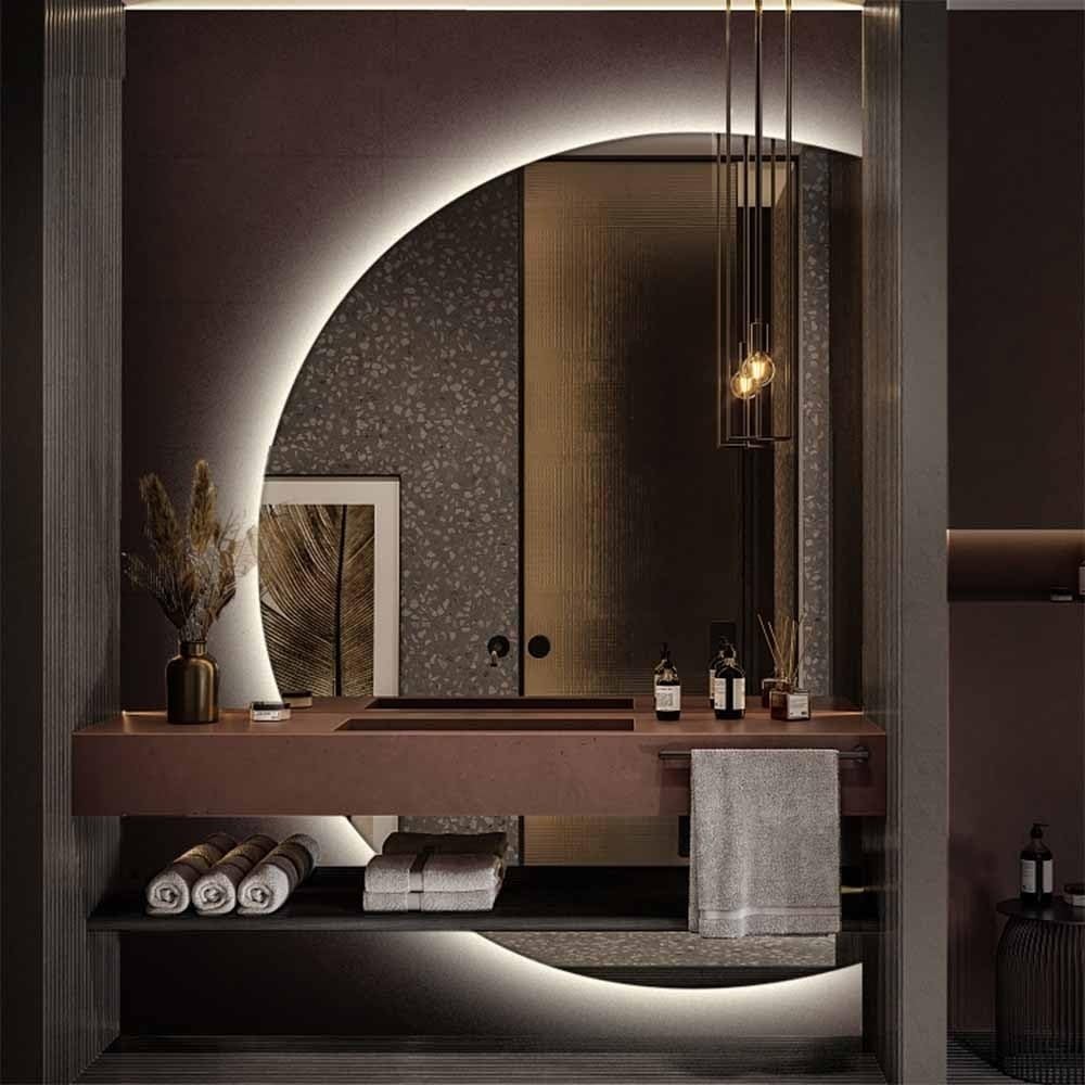 FGXHHS Smart LED Lighted, Dimmable Anti-Fog Wall Mounted Shatter-Proof Backlit Full Length Mirror with Touch Switch