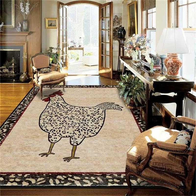 Tapis lavable salon 200x290 cm beige grand format antidérapant et doux