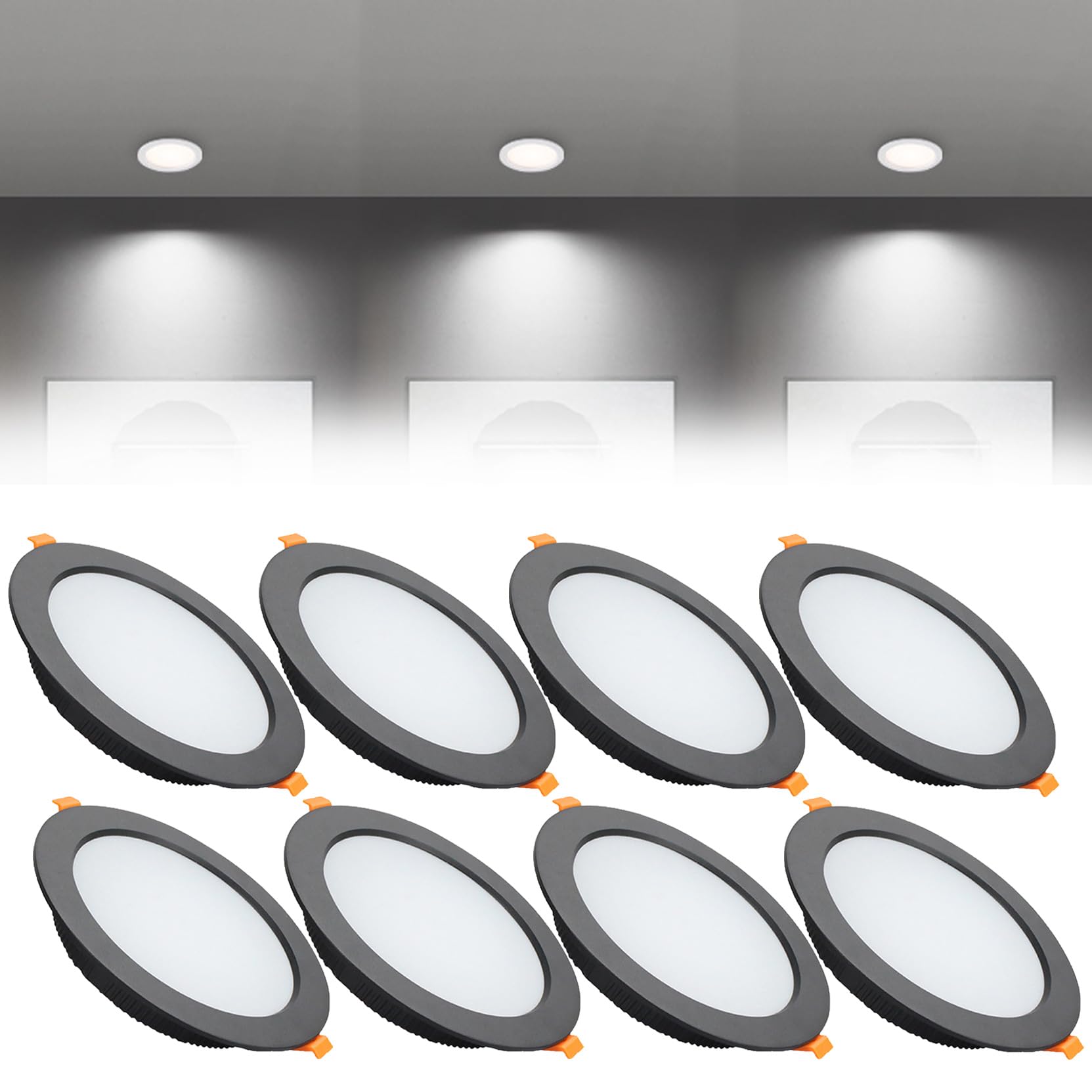Syibelters 24W LED Recessed Ceiling Lights 230mm Cold White 6000K 24W 240LM, Cut Φ190-210mm, AC110-240V Ultra Slim Downlights, LED Panel Light for Living Room Hallway, 8 Pack