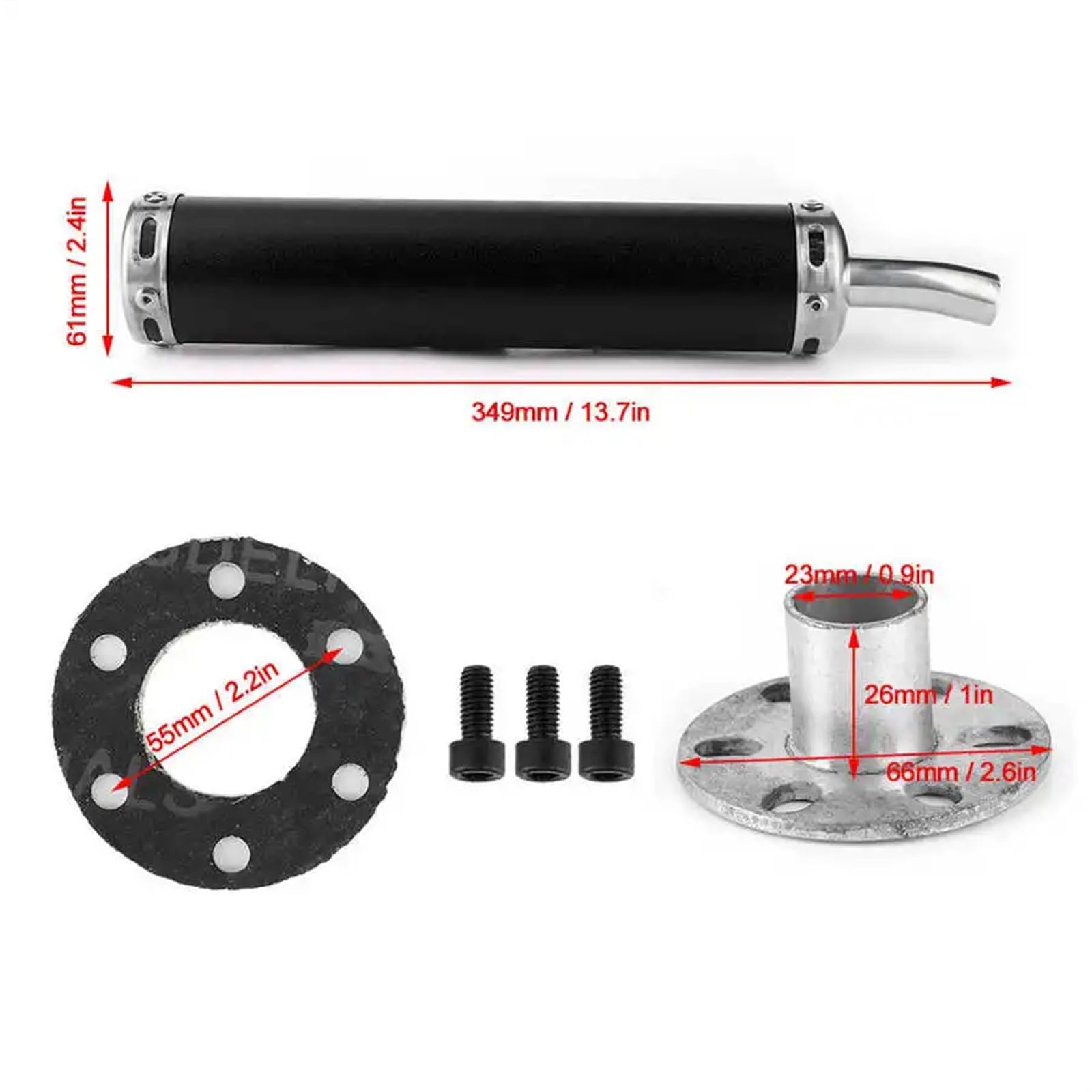 Universele Uitlaatdemper Medium Ovaal 100/165mm, L=420mm RVS - 45 mm