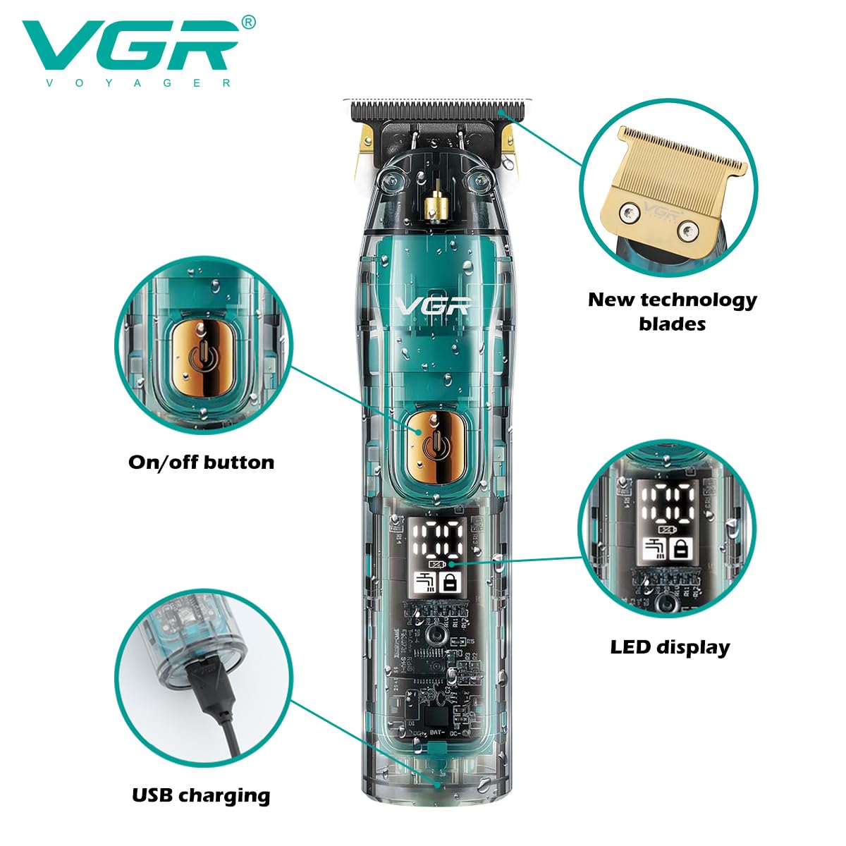 VGR V-961 Professional Rechargeable New Transparent Design with