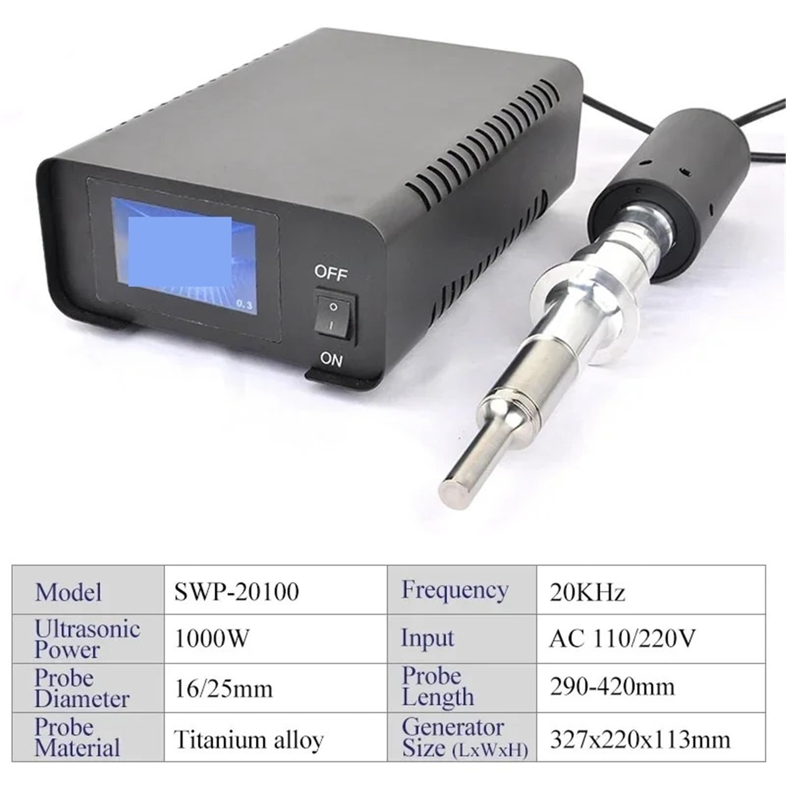Ultraschall-Homogenisator, Emulsion Bar 20KHz 1000W Labor Test Extractor Rod Mixer Brecher Dispergierer Homogenisator