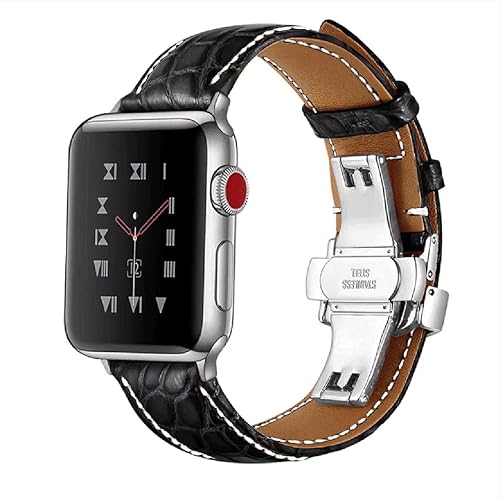 Miniatura 1 de Moran - Correa de cuero delgada compatible con Apple Watch Band 1.496 in 1.575 in 1.614 in 1.654 in 1.732 in 1.772 in 1.929 in Correa de piel de