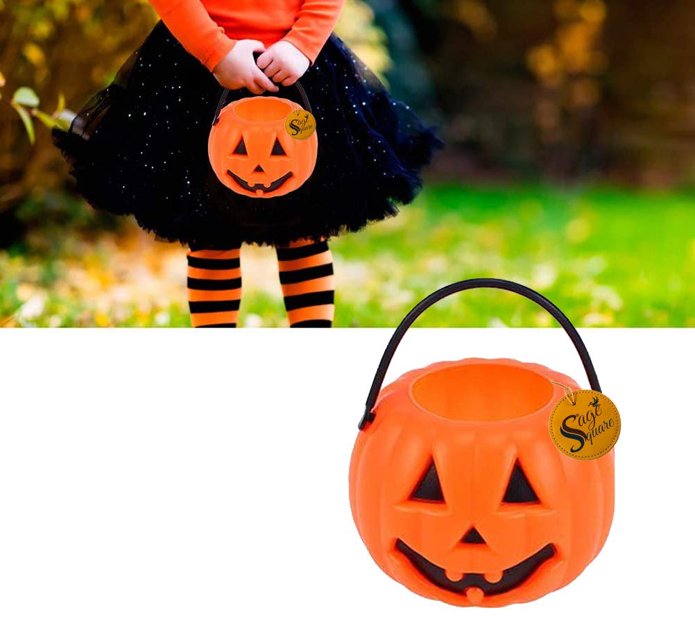 Sage Square Kids Pumpkin Candy Basket for Funtion, Dress Up, Halloween, Cosplay, Party, School Funtion, Theme Party, Competition, Stage Show, Party (1 Piece)