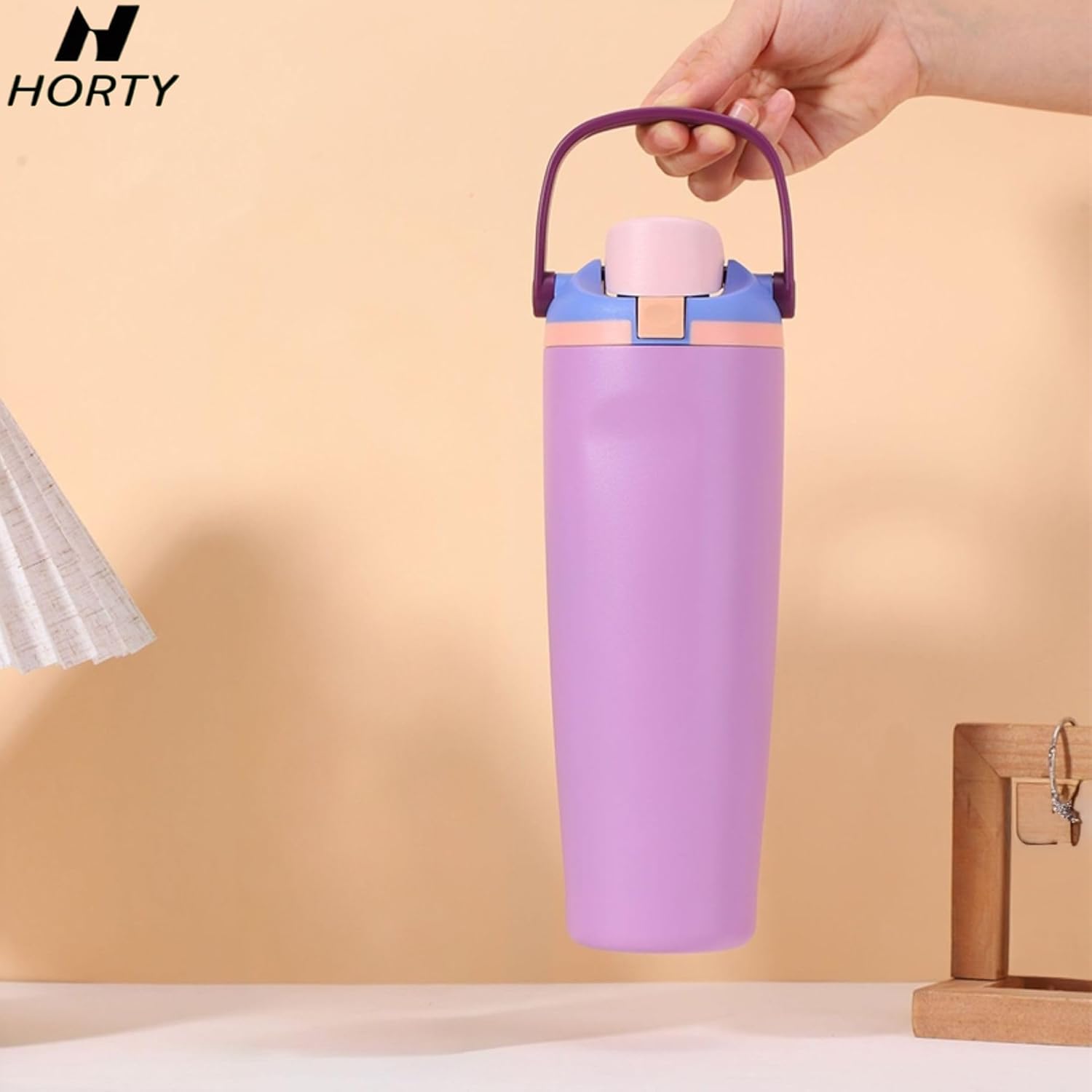 Insulated Stainless Steel Water Bottle with Two-Way Spout, Built-In Straw and Bucket Handle, Made for Travel, School, and Sports, 40oz and 30oz, BPA Free, Leak Proof. (DARK PURPLE, 30oz) - Image 2