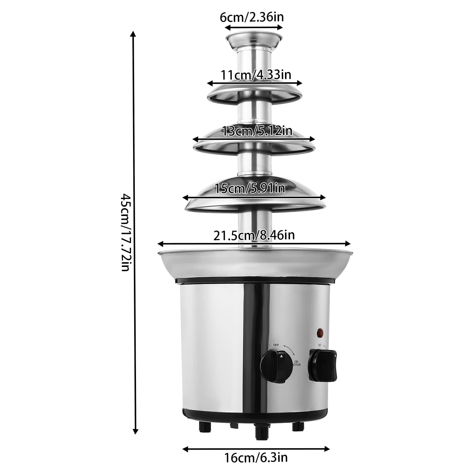 Fontaine à Chocolat 4 Niveaux 170 W en Acier Inoxydable, Machine de Fontaine pour Chocolat Fondant Chaud, Capacité 1,8L, Pour Réunions de Famille, Anniversaires, Mariages