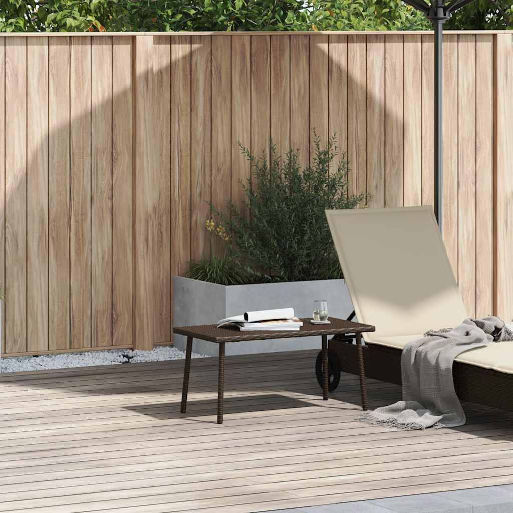 SXZenSpace Poly Rattan Garden Coffee Table 80x40x37 cm Small Outdoor Patio Bistro Side UV-Resistant Steel Frame Brown for Balcony, Terrace & Camping