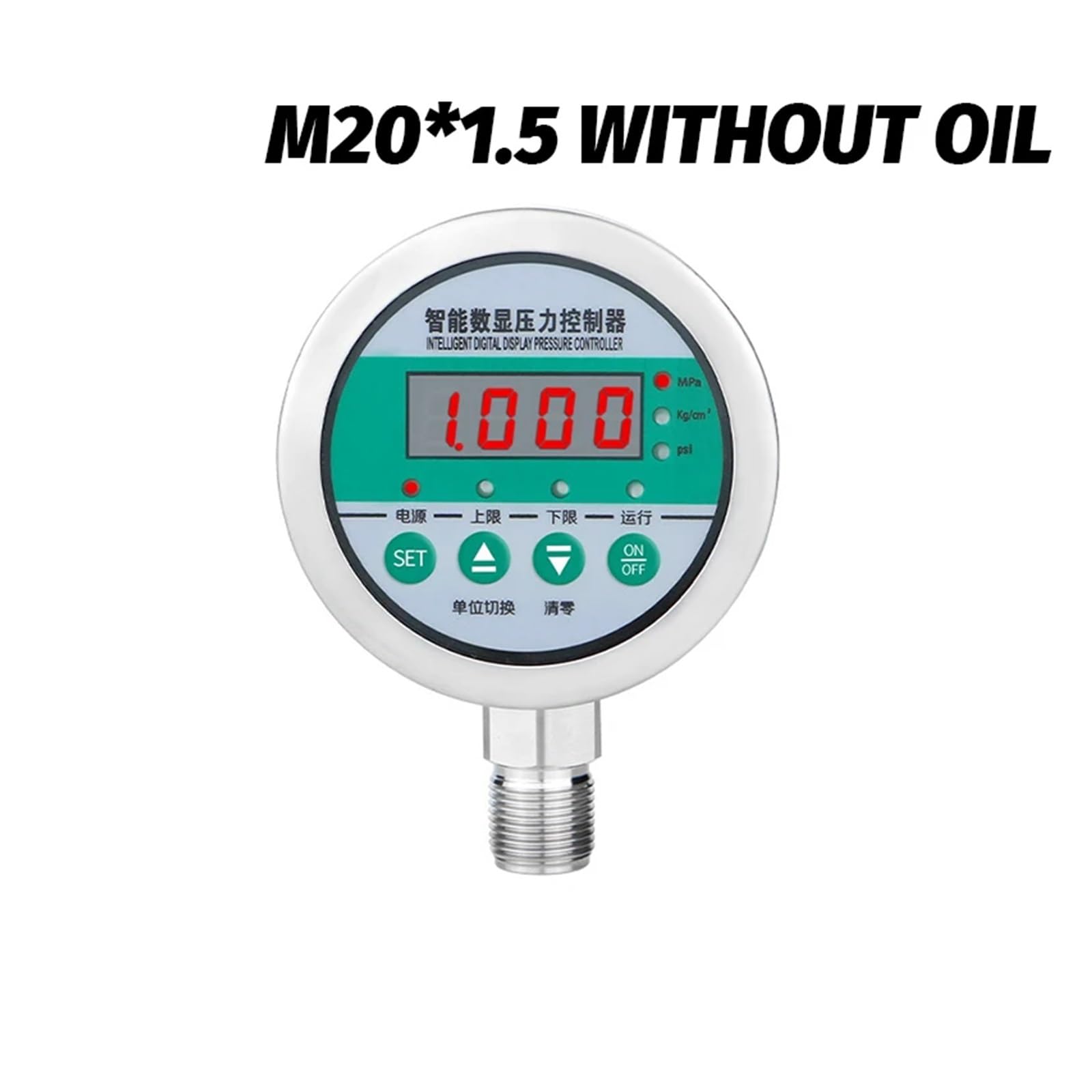 Ciśnieniomierz, Cyfrowy manometr 80mm 24V sterowanie ze stali nierdzewnej, przełącznik ciśnieniowy sprężarki oleju On-line i Off-line(M20-1.5 Bottom,0-2.5MPa)