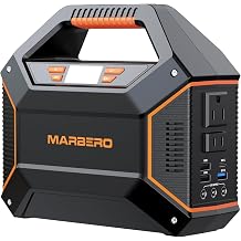 MARBERO Portable Power Station 155Wh Portable Charger 100W Power Station with 6 Outputs 2x 110V AC Outlet LED Flashlight for Home Blackout, Camping, RV Travel, Ultra-Light & Silent Fan UL Certified