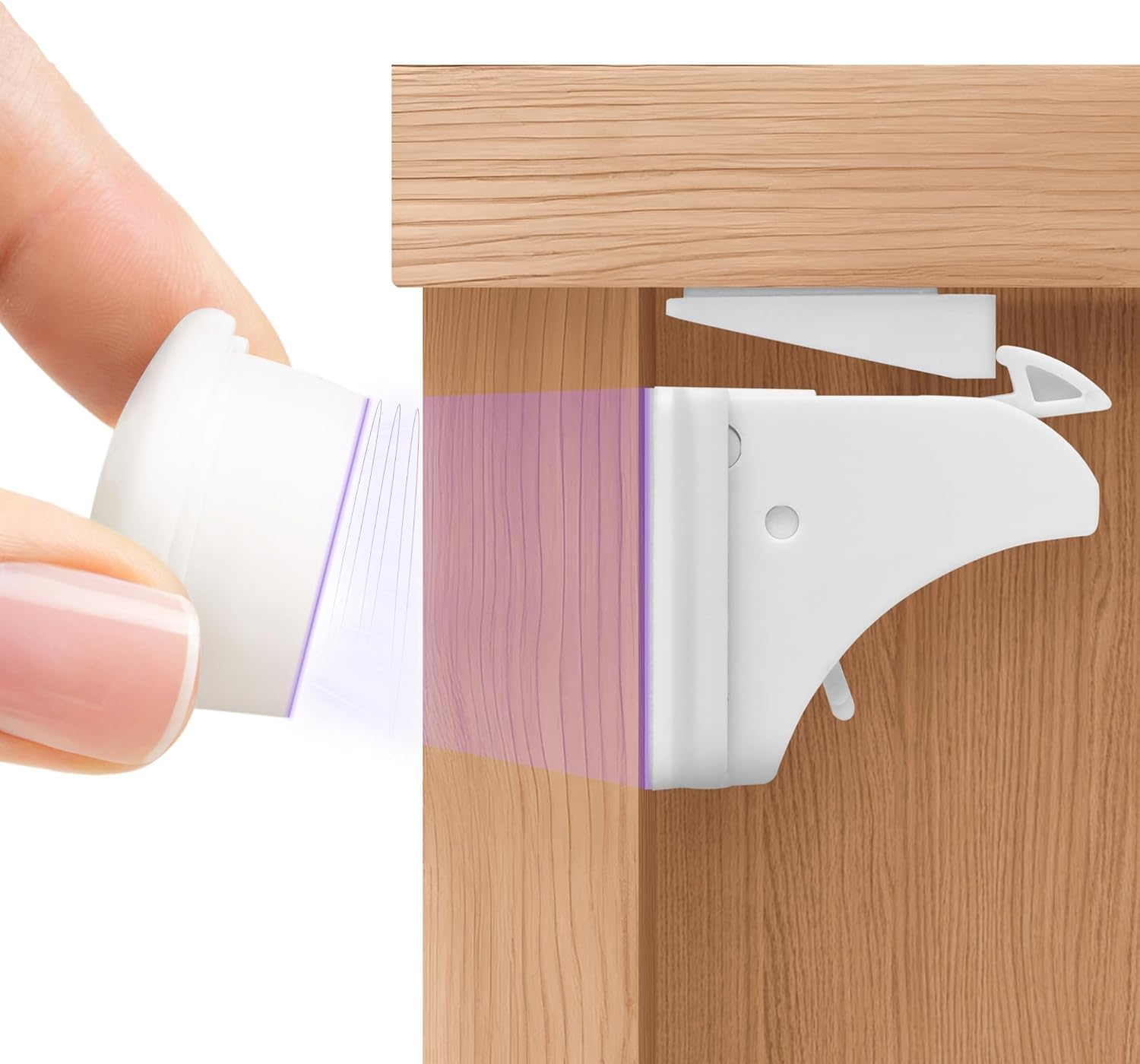 WunderHippo Chiusura Magnetica per Cassetti & Ante – 20 Serrature + 4 Chiavi – Chiusura Autoadesiva per Mobili – Blocco di Sicurezza Magnetico per Bambini