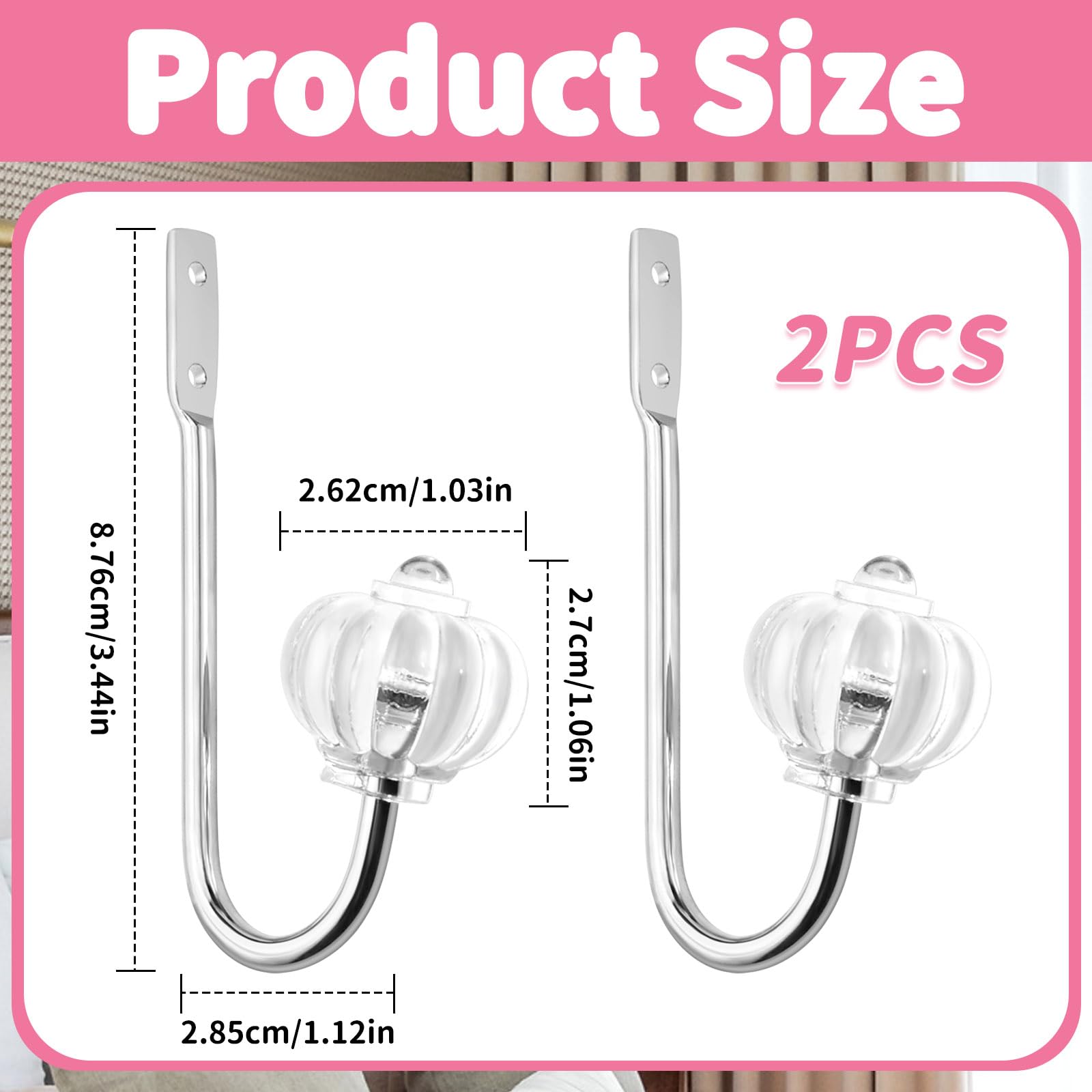 2PCS Curtain Holdbacks, U Shaped Steel Buckle Wall Mounted Curtain Rail for Curtains Curtain Hooks Metal - Image 2