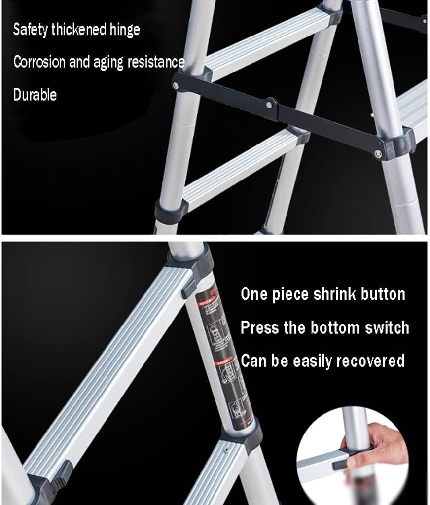 Step Ladder Retractable Ladder Portable Stepladder Step Stool Folding Easy to Carry folsdable ladders for Second Story Windows A Type Aluminum Telescoping Ladder Folding Step Stool