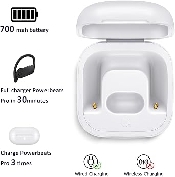 Replacement Charging Case Compatible for Powerbeats Pro, Charger Case with Bluetooth Pairing Sync Button, 700 mAh Built-in Battery, Capable of Charging 3 Times
