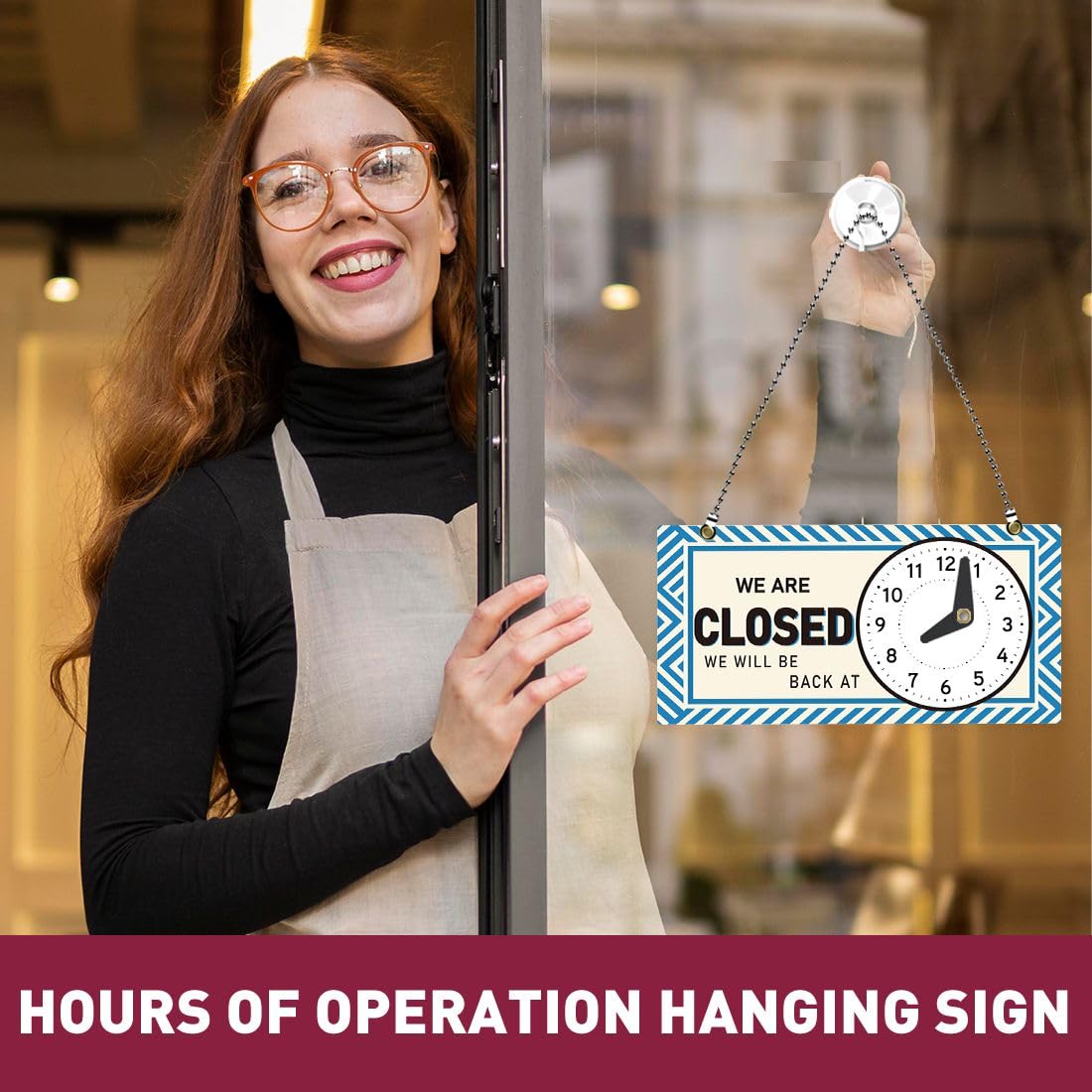 Cartello Aperto/Chiuso Doppia Faccia - Con Catena Per Negozi, Bar, Ristoranti - Foto 7