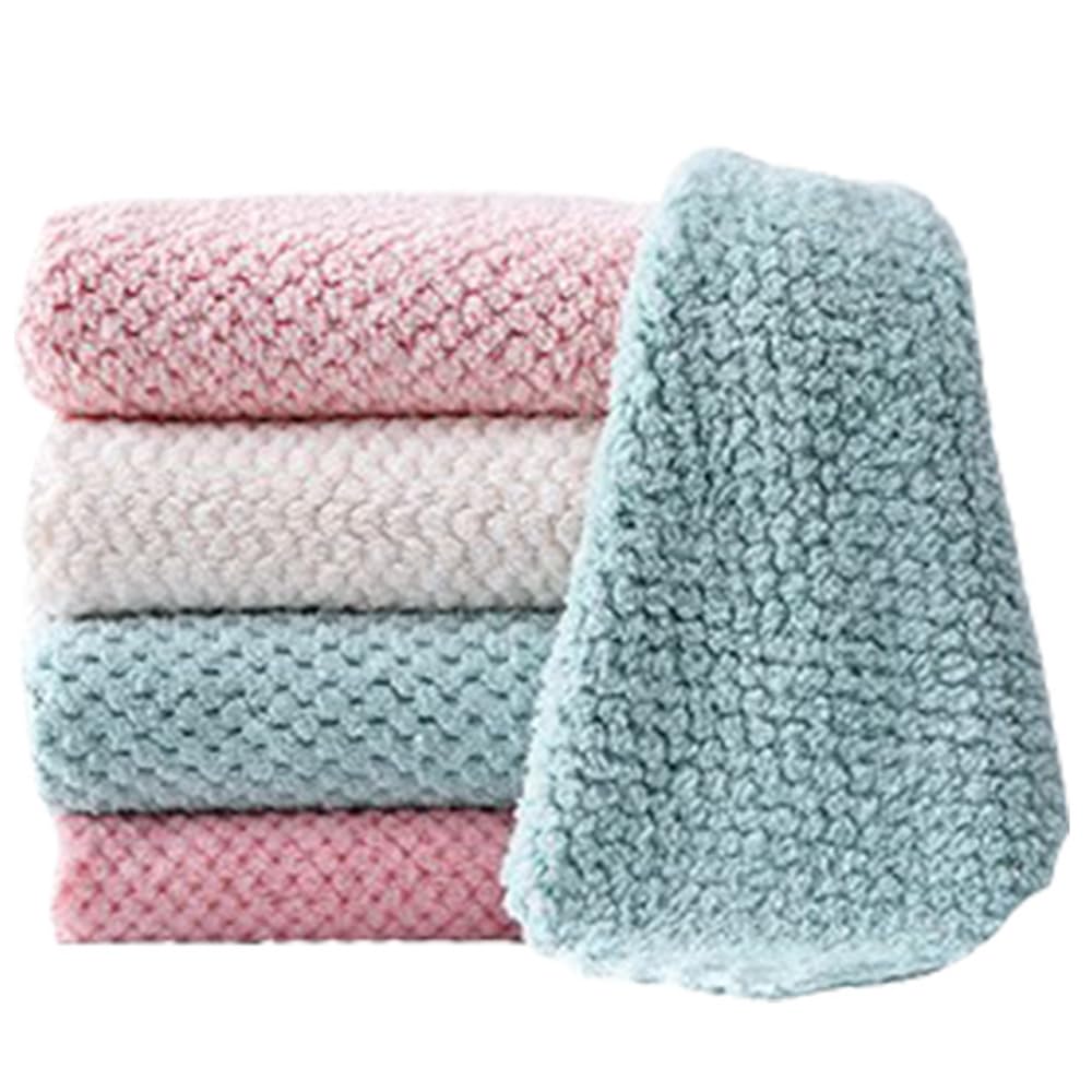Generic 4pcSuper Absorbent Kitchen Towels Soft Microfiber Cleaning Cloths Non-Stick Oil Dish Cloth Rags for Kitchen Household Dish