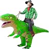 MXoSUM Adult Dinosaur Costume Inflatable Riding T- rex costume Funny Dino Blow up Costume Suit for Halloween Party Cosplay