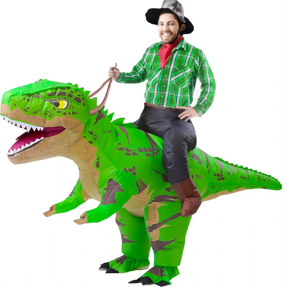 Adult Dinosaur Costume Inflatable Riding T- rex costume Funny Dino Blow up Costume Suit for Halloween Party Cosplay