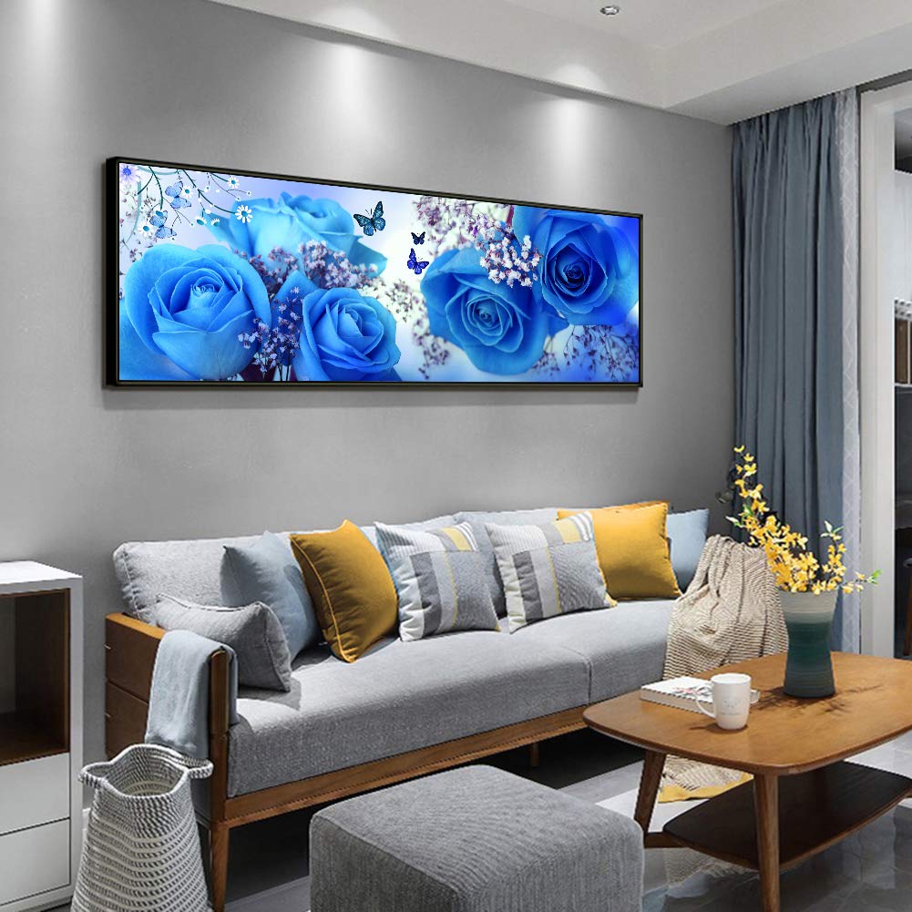 Rose Blu 5D 80x40cm - Kit Completo Pittura Con Diamanti Per Decorazione  Diamond Painting, image size:1001x1001