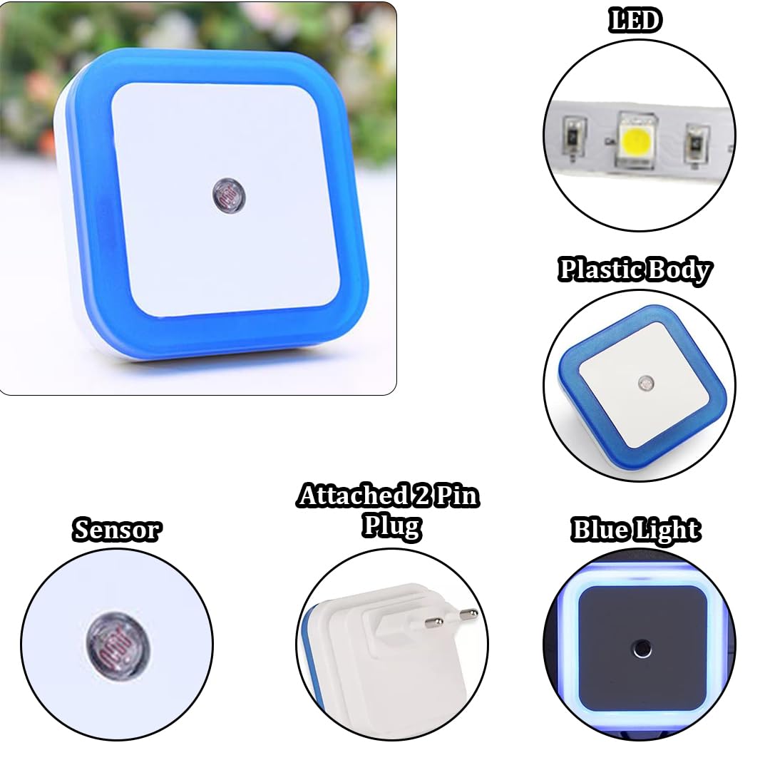 fizzytech Smart Motion Sensor LED Light Bulb with Automatic On/Off and Dimmable Blue Glow, Energy Efficient 7W LED Bulb for Home, Stairs, Kitchen, Bathroom, Wardrobe Lighting(Square Blue Pack-2) 2