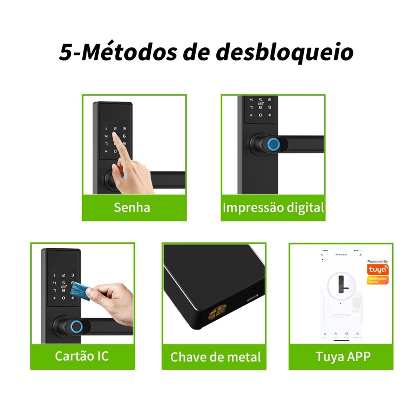 Tuya Elektronische Schloss WiFi Smart Türschloss Digitale Biometrische Fingerprint Lock Passwort Karte Schlüssel USB Ladung for Hause Einfache Hohe Sicherheit(4085)