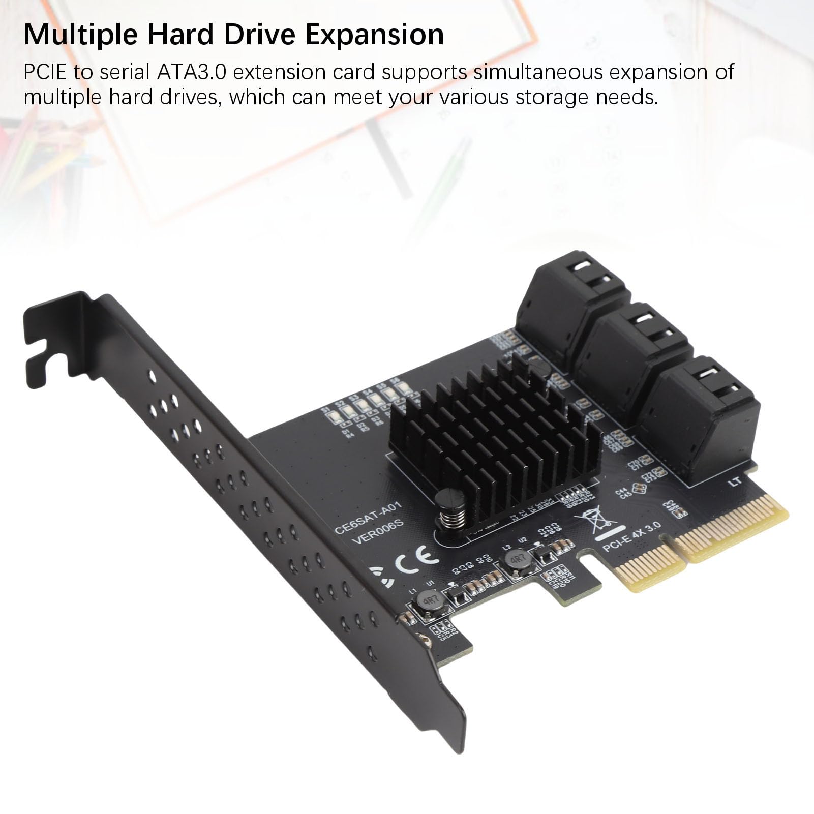 Generic Scheda di Estensione PCIE a Serial ATA3.0 per Trasferimento Dati Rapido a 6 Porte per Prestazioni Efficienti, per Vari Sistemi Operativi Resina e Ferro