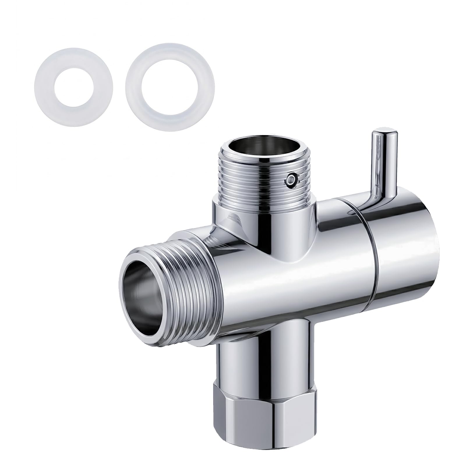 ZhuPu Shower Diverter Valve, G1/2" (20mm) and G1/2" (20mm) T-Type Adapter Valve Diverter for Fixed Spray Head and Bathroom Pipes