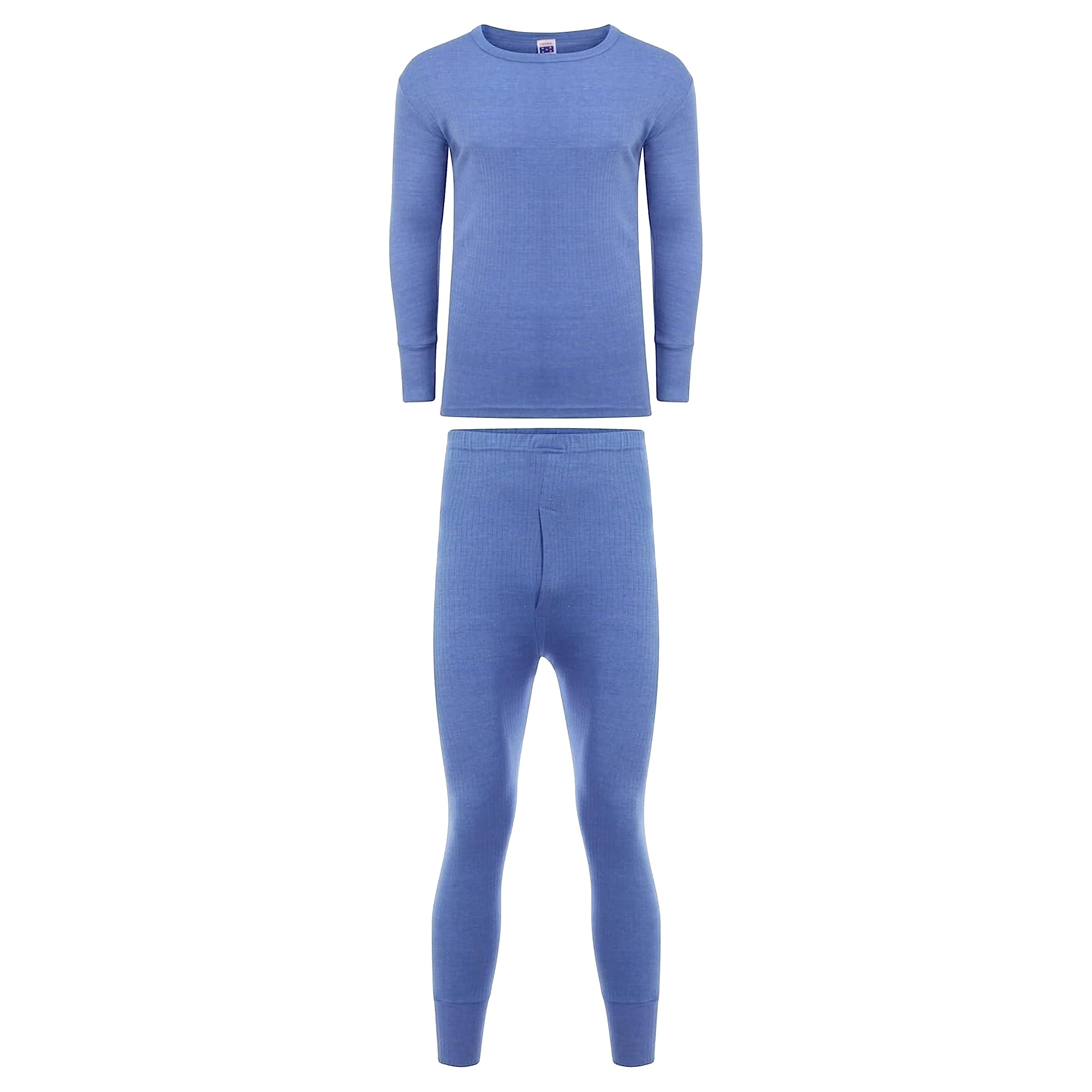 Heatwave® Men's Extreme Thermal Underwear Set, Long Sleeve Top & Long Johns, Winter Outdoor Ski Wear Thermals, Large Blue