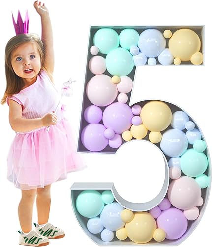 imprsv Números de mosaico de 3 pies para globos, marco de números de mosaico de globos, número de marquesina, decoraciones de cumpleaños 5, 15, 25,