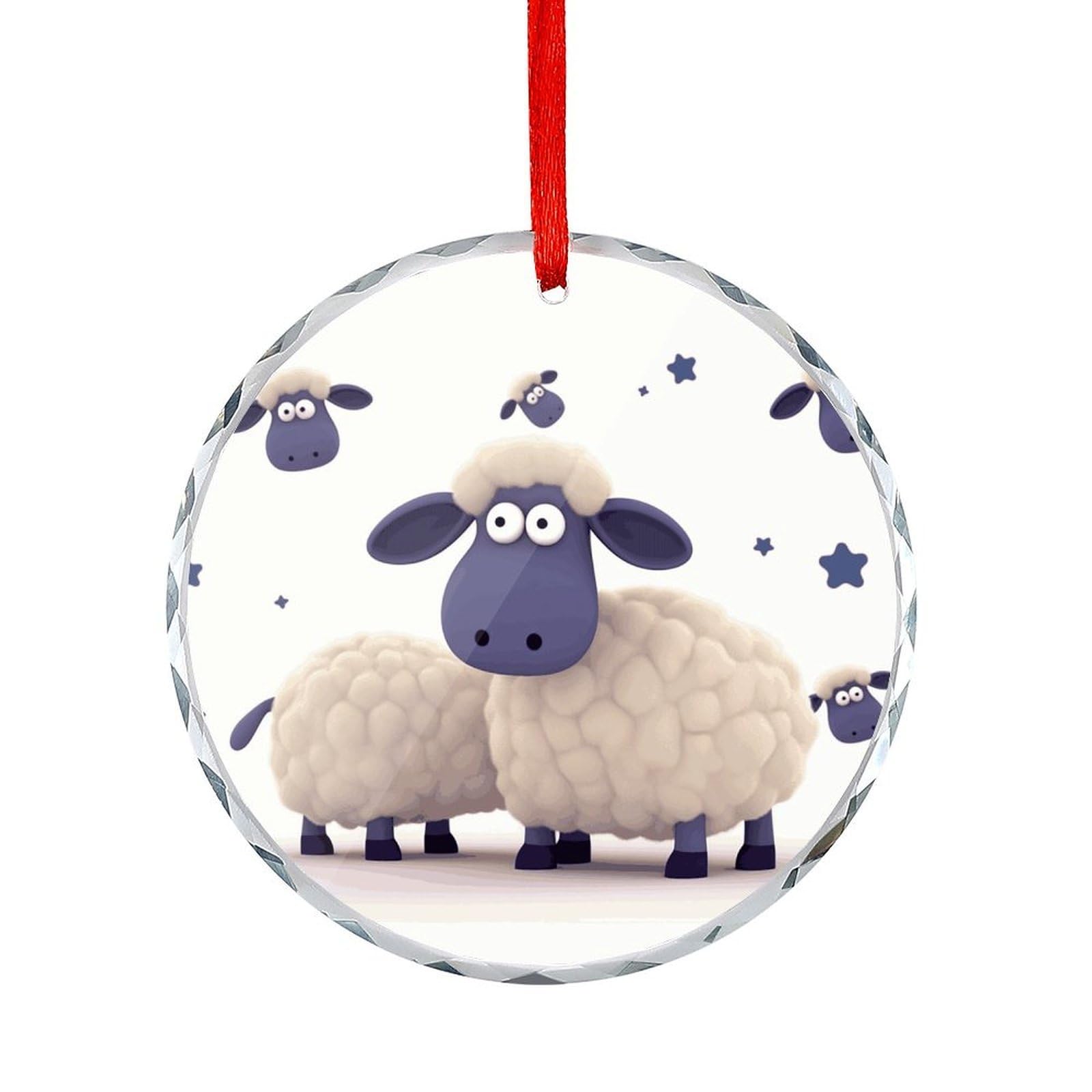 Btcowzrv Style Sheep Round Ornament Hanging Pendant Decor