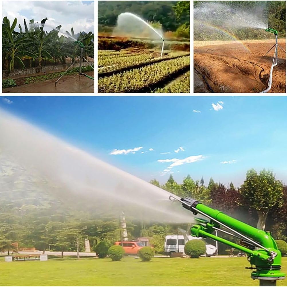 Irrigatore per Fattoria, Sprinkler Rotante a 360° per Ampia Area, Annaffiatura Uniforme, con 3 Ugelli di Ricambio, per Pascolo, Polvere e Irrigazione Agricola
