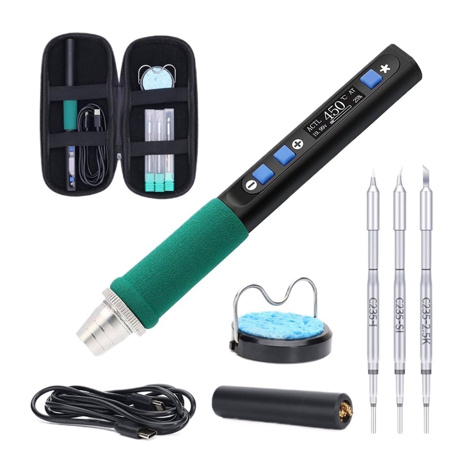 Przenośna Lutownica Szybkie Nagrzewanie I Regulacja Temperatury Obsługa Lutownicy Typu C USB-C Szybkie Ładowanie Długopis Lutowniczy Szerokie Zastosowanie(Set4)