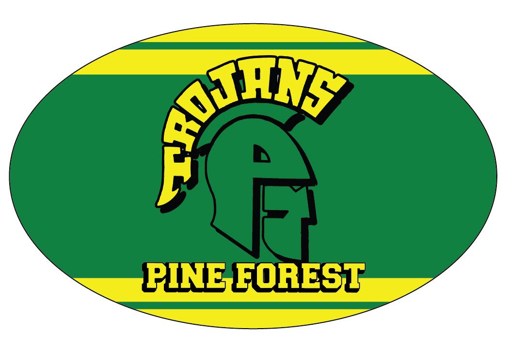 R and R Imports, Inc Pine Forest High School Trojans Sports Team Oval Car Fridge Magnet