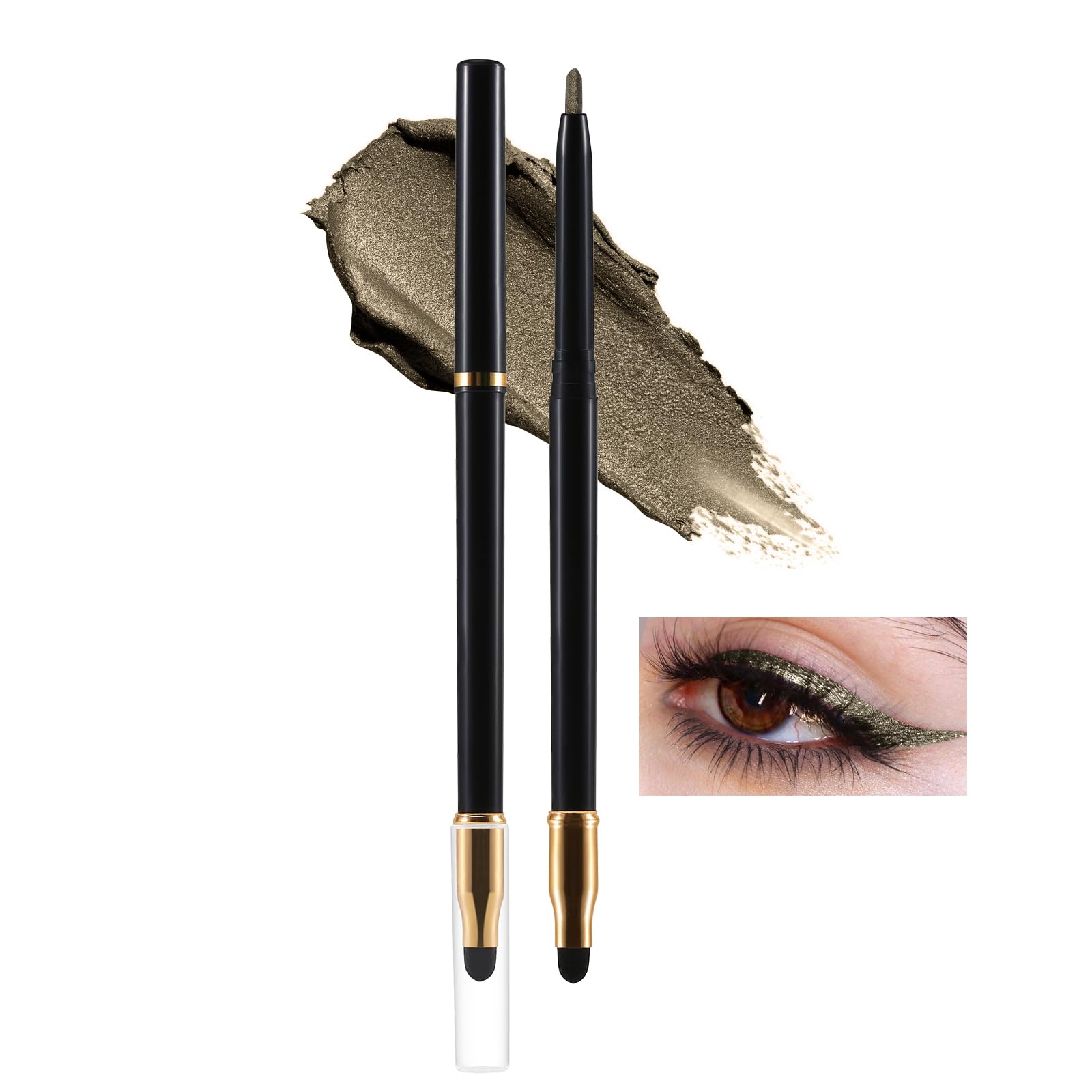 Boobeen Eye Liner Gel Pencil, Waterproof Highly Pigmented Eyeliner Eyeshadow with Built-In Smudger, Creamy Smooth Eyeliner Pen Eye Makeup for Bold Eye Looks, Long-Lasting