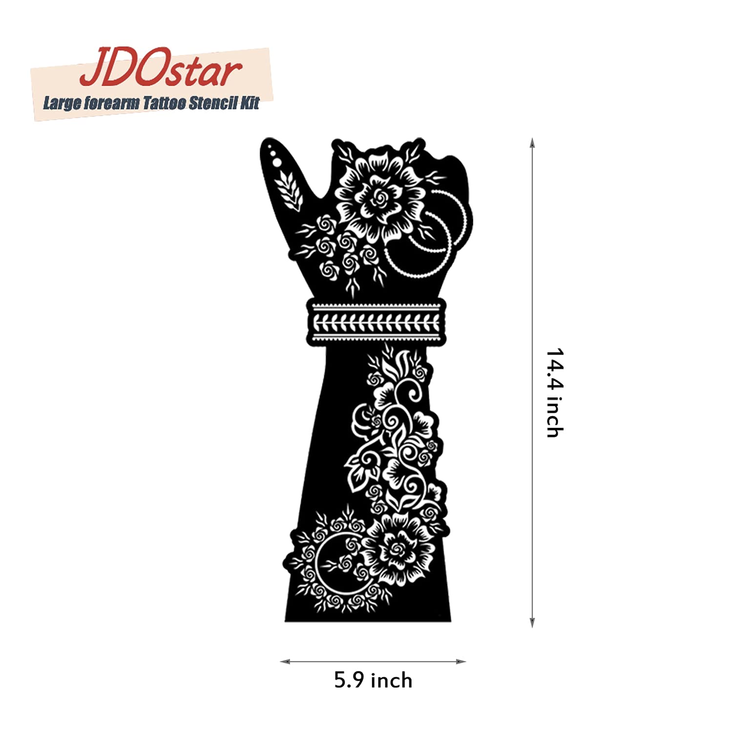 12 Sheets Henna Tattoo Kit Large Forearm, Large Henna Stencils for Hands, Flower Henna Tattoo