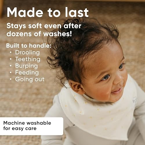 Miniatura 3 de Copper Pearl Baberos tipo bandana para bebé, paquete de 4 baberos de algodón suave para babear y dentición, baberos absorbentes para bebés niñas y