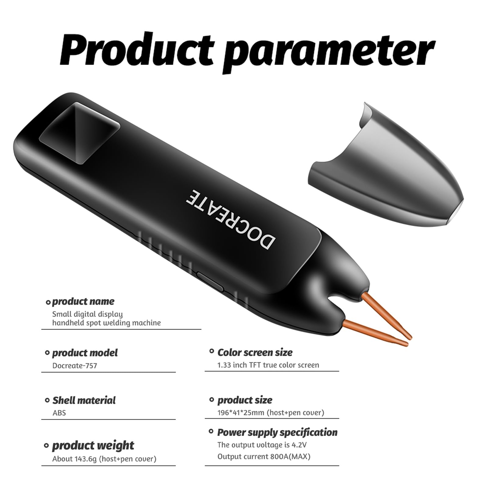 Soudeuse par Point Portable avec Batterie, 99 Niveaux, Modes Automatique/Manuel pour Batterie 18650, DIY