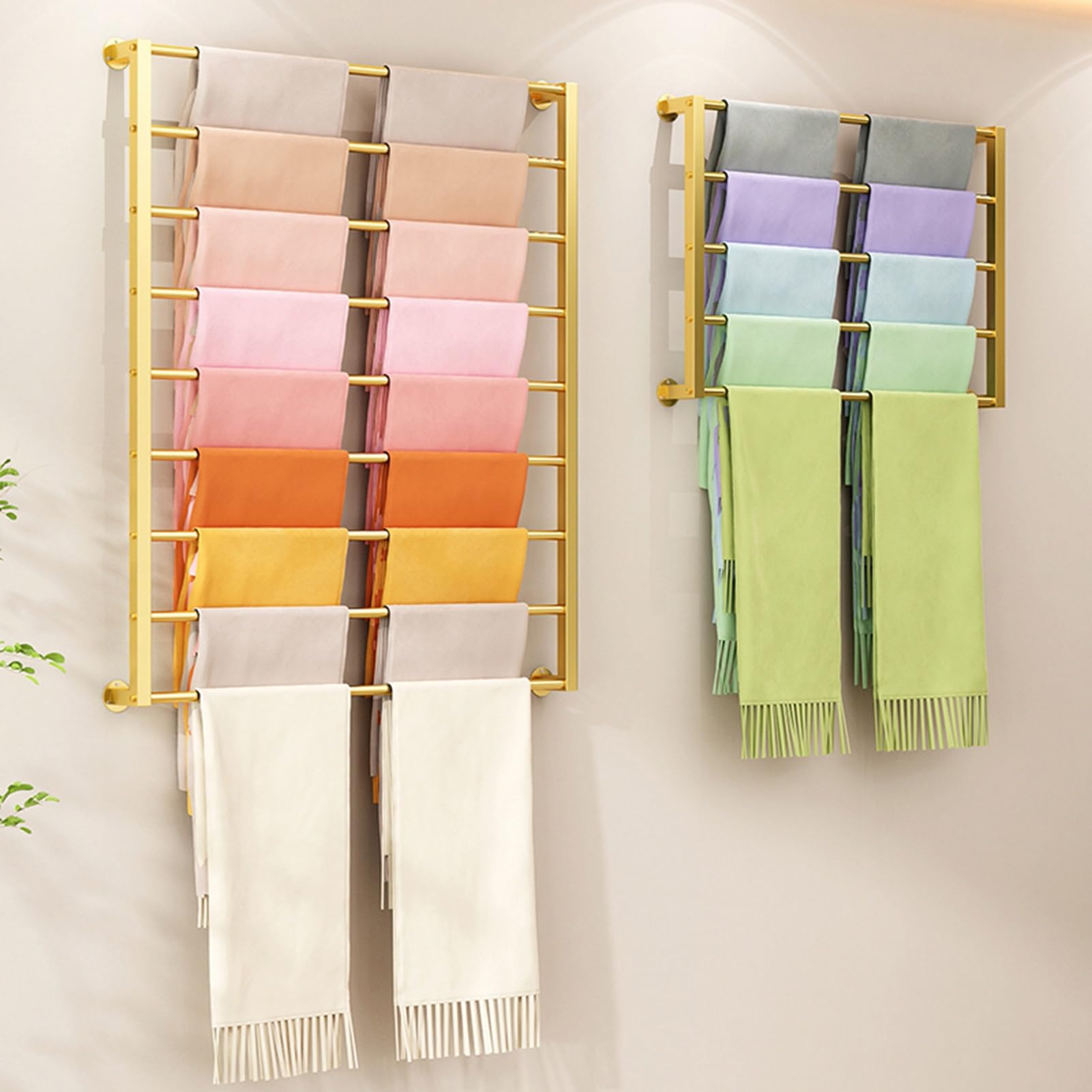 Genérico Perchero de Pared Dorado para Bufandas - Gran Capacidad de Almacenamiento metálico para Corbatas, Bufandas de Seda, Toallas y Papel de Regalo - Elegante, 47,2 x 47,2 Pulgadas, Idea