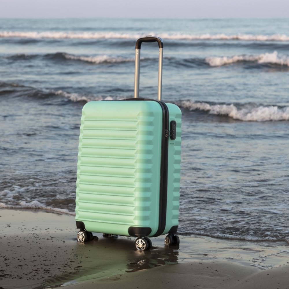 NUMADA - Valigia Grande Upfly 25Kg Upfly 28' ABS (75x49x29cm) con chiusura a combinazione e 4 ruote doppie a 360 | Resistente | Leggera | Interni a scomparti | Verde
