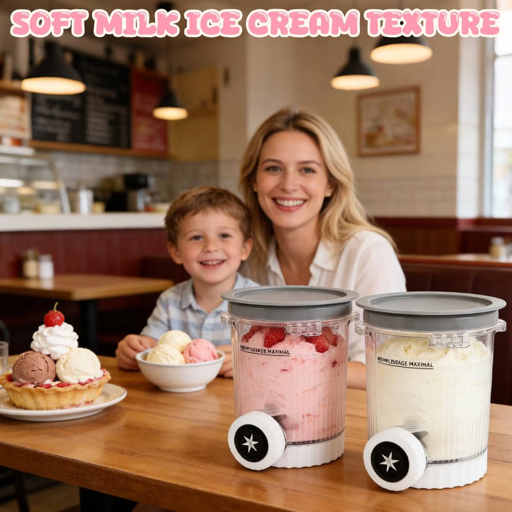 2 Stück Creami Behälter für Swirl, Creami Swirl Kompatibel mit NC700 NC701Eu Serie, Becher Eismaschine Zubehör 500ml Bpa-Frei und Spülmaschinenfest（Grau）
