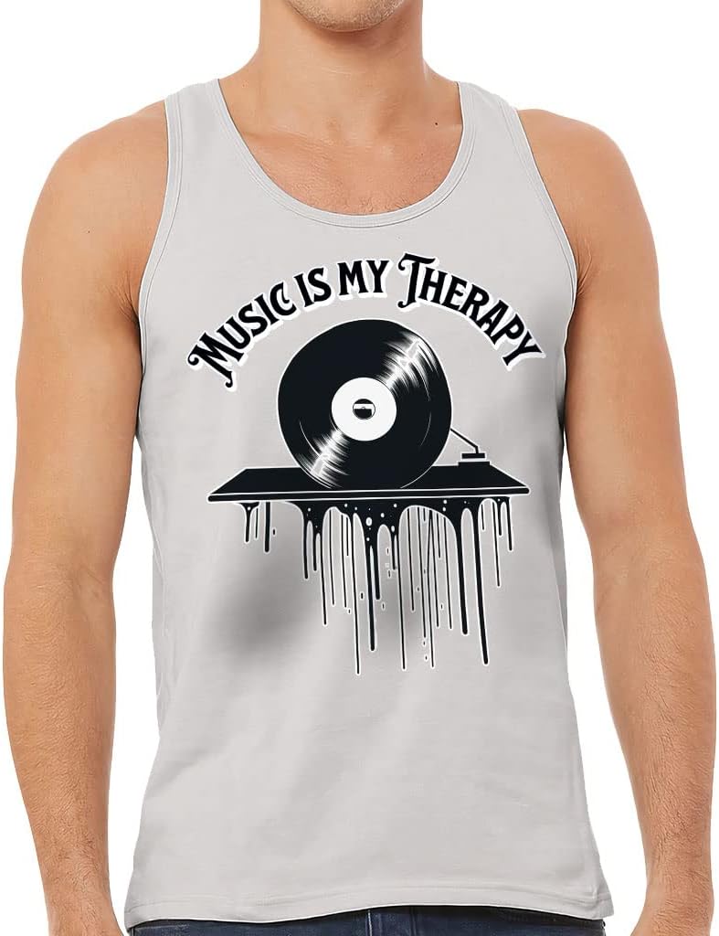 Music is My Therapy Tank - Vinyl Record Workout Tank - Cute Jersey Tank