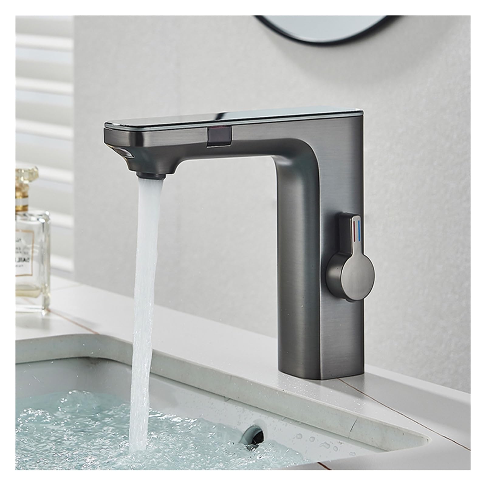 Luxe Smart Sensor Wastafel Kraan met Digitaal Display Screen Touchless Warm Koud Water Mengkraan voor Badkamer Wastafel Eenvoudige Installatie en Bediening Stijlvol Paars Ontwerp Luxe Smart Sensor Wastafel Kraan met Digitaal Display Screen Touchless Warm Koud Water Mengkraan voor Badkamer Wastafel Eenvoudige Installatie en Bediening Stijlvol Paars Ontwerp