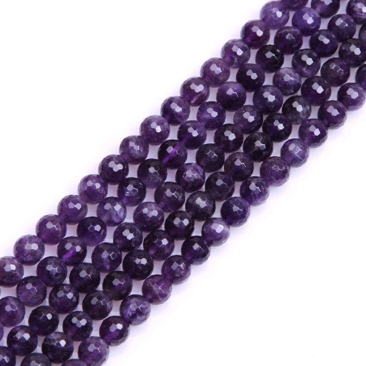 Gem-Inside 8mm Natural Purple Amethyst Genuine Crystal Gemstone Faceted Spacer Beads for Jewelry Making Strand 15'' — image 1