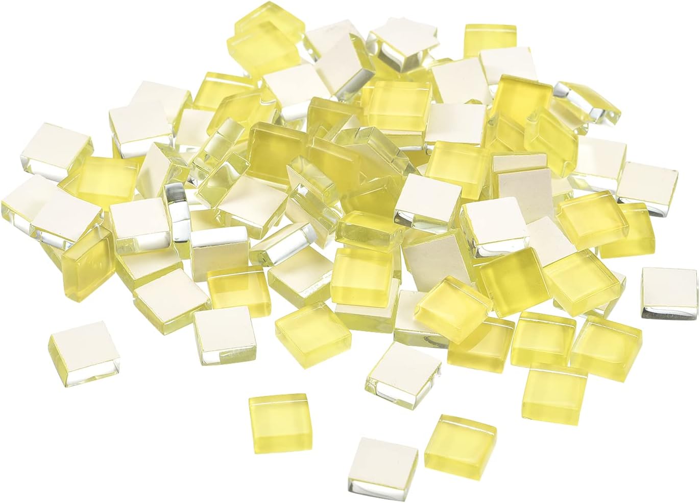 Generic Mosaic Tiles, Micro Glass Tiny Mini Mosaic Tile DIY Hobbies Handmade Crystal Free Stone Craft Material Creativity (Pale Yellow Pack of 110)