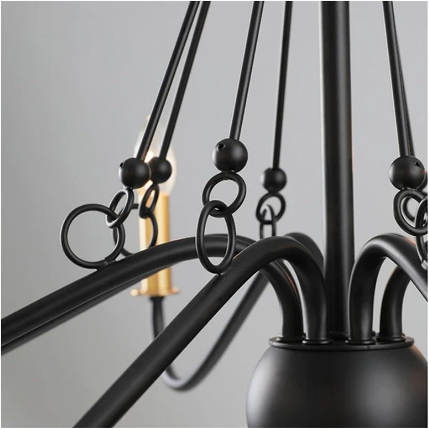 American Farmhouse Iron Black Chandelier Simple 8-Light Candle Chandelier Ceiling Hanging Lighting,for Decoration