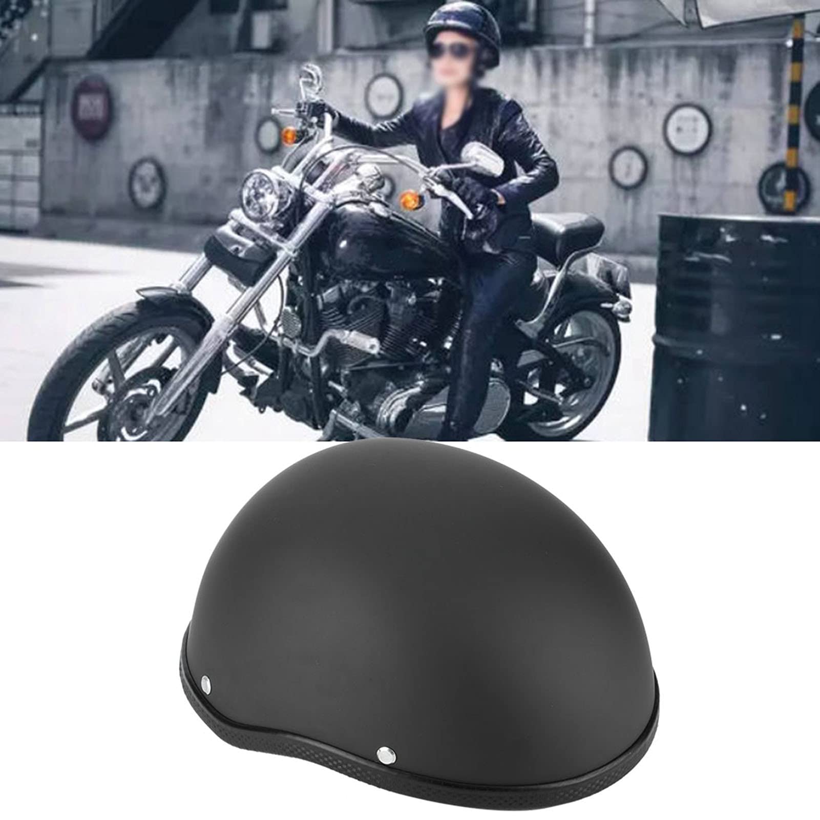 Caschi semi-retro, stile retrò, con guscio nero opaco, chiusura rapida, cinturino universale per moto, scooter e bici elettriche