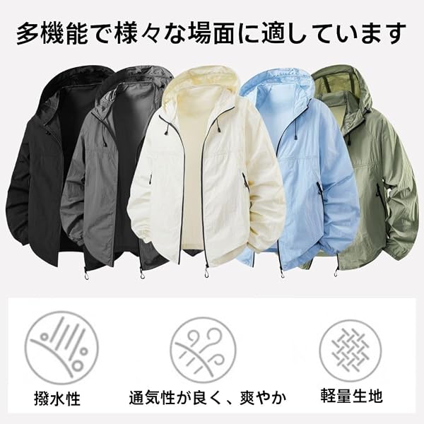 [Zronlion] 薄手の夏用日焼け防止服 男女兼用 涼しい日焼け防止服 カジュアルジャケット UVカット アイスシルク日焼け防止服 通気性 軽量性 - 3