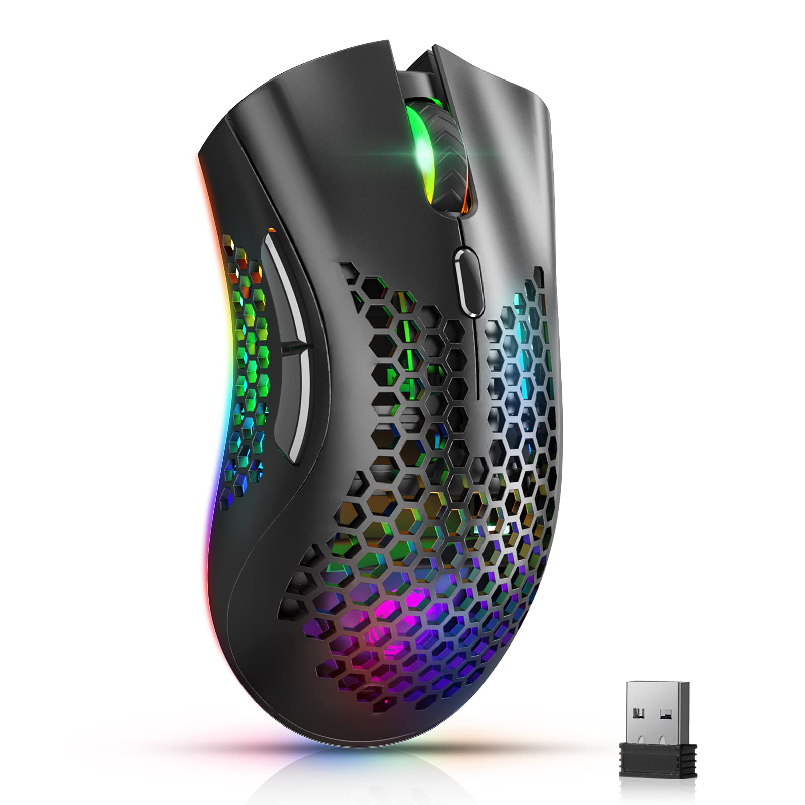 Gaming Mouse Wireless Rechargeable, USB Mouse Gaming, RGB Chroma