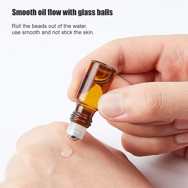 BENECREAT 30 db 3 ml Barna Üveg Roller Palack Illóolaj Adagoló Fekete Kupakkal Szett